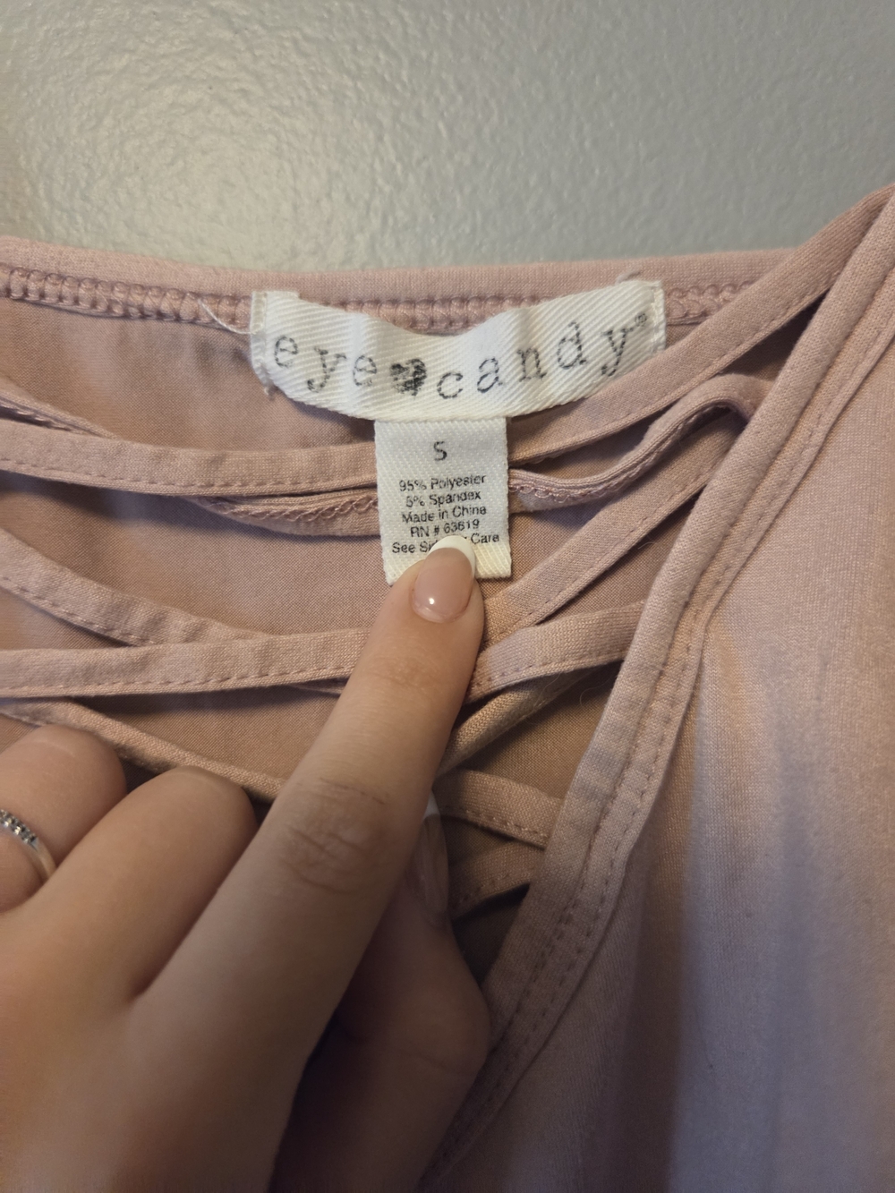 Women's Blush Pink Strappy V-Neck Tank Top - Picture 2 of 2